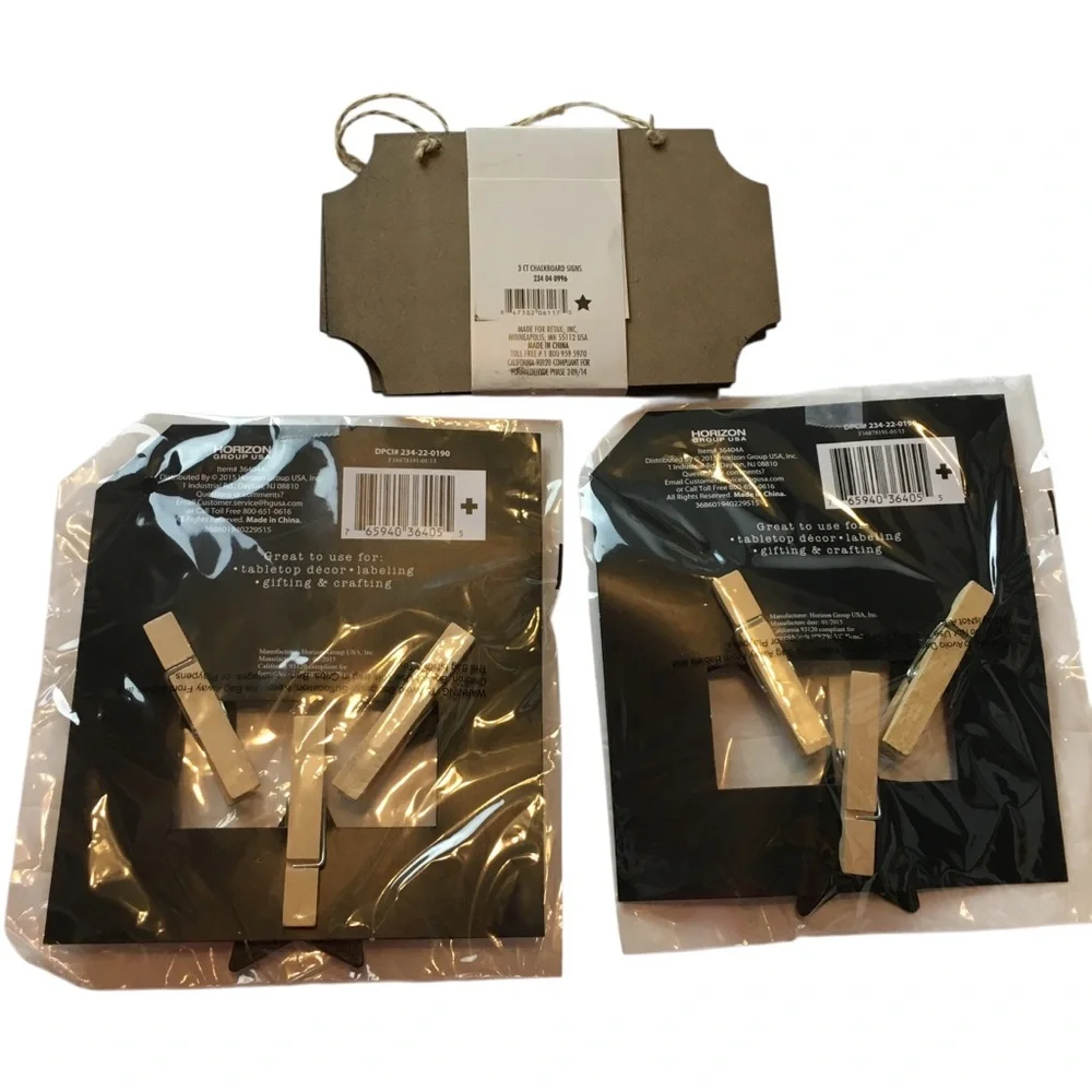 Chalkboard Star Clips & Jute String Signs Tabletop Decor Pantry Labels Gifts NWT